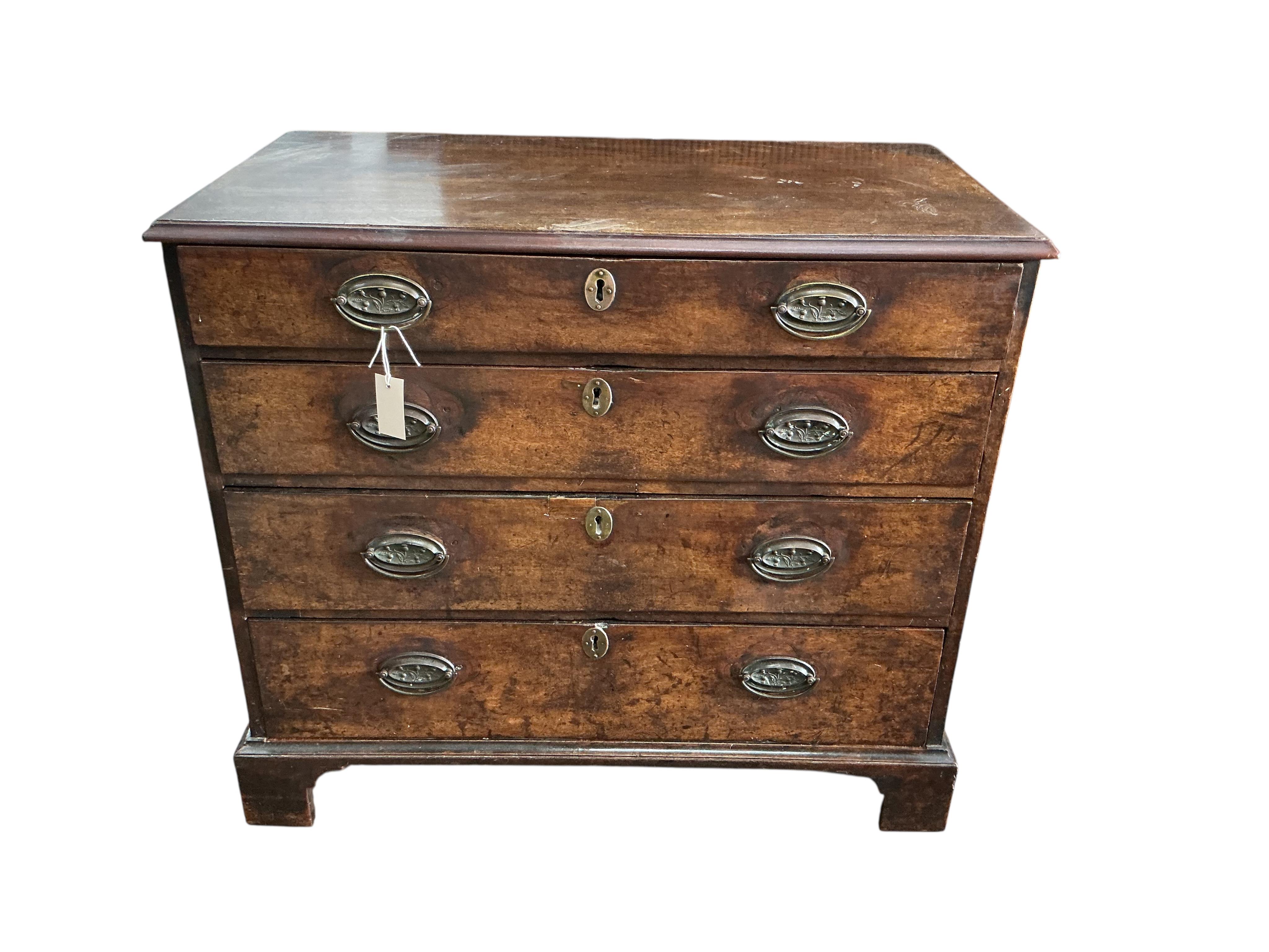 A George III mahogany chest of four drawers, width 92cm, depth 49cm, height 81cm